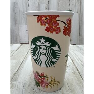 Starbucks Ban.dō+ Coffee Mug Tumbler Flowers 12 fl oz Ceramic Traveler 2018 Lid